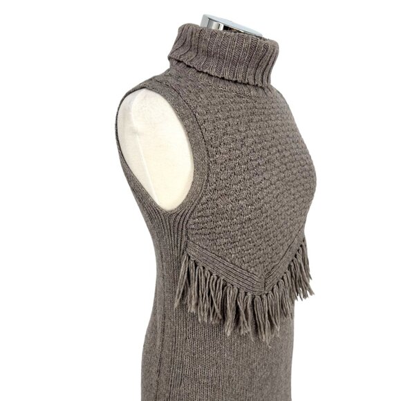 Nomad Morgan Carper Sleeveless Fringe Turtleneck Sweater Dress Gray Size Small - Picture 5 of 13